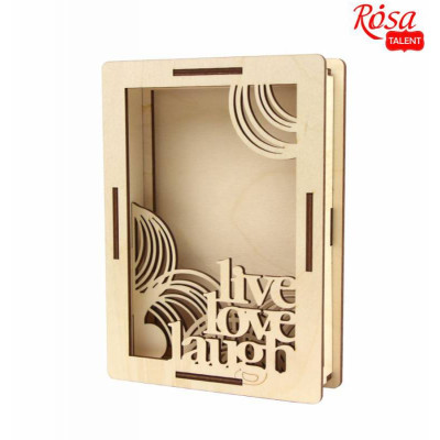 3D рамка для фото Live, Love, Laugh, фанера, 18х13 см, ROSA TALENT