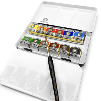 Набор акварельных красок Rembrandt, 12цв в кюветах + кисточка, Royal Talens