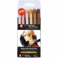 Набор маркеров Koi Coloring Brush Pen, PORTRAIT 6цв, Sakura