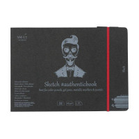 Альбом для рисунку AUTHENTIC (black) А5 (24,5*17,6см), 165 г/м2, 18л, чорний папір, SMILTAINIS