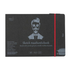 Альбом для рисунка на спирали AUTHENTIC (black) А5 (24,5х17,6см), 165 г м2, 18л, черная бумага, SMILTAINIS