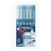Набор маркеров Koi Coloring Brush Pen, GRAY 6цв, Sakura