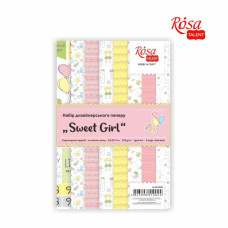 Набор дизайнерской бумаги Sweet Girl, А4, 250гр, 8л, одностор, глянцевая, ROSA TALENT