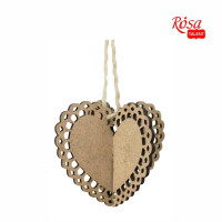 Заготовка Серце ажурное 3D 2, ДВП, 10х10 см, 2 шт, ROSA TALENT