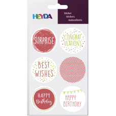 Набір наклейок для декору "Happy Birthday", Д:4 см, 6 шт, Heyda