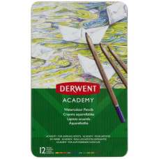 Набір акварельних олівців Academy Watercolour, 12шт., мет. коробка, Derwent