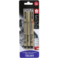 Набір лінерів PIGMA MICRON 2шт, (0.3/0.5) + 1 лінер-маркер Pigma Graphic В ПОДАРУНОК, Чорний, у бліс