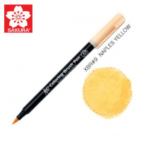 Маркер-кисточка акварельные KOI, Неаполитанский желтый (9), Sakura