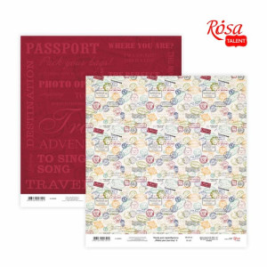 Папір для скрапбукінгу „Make your journey“ 4, двосторонній, 30,48х30,48см, 200 г/м2, ROSA TALENT