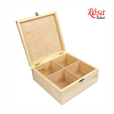 Скринька дерев'яна з замком, 4 секції, 20х20х8см, ROSA TALENT