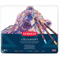 Набір кольорових олівців Coloursoft, 24шт., мет. коробка, Derwent