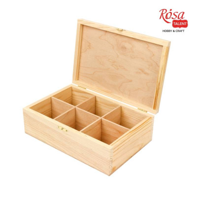 Скринька дерев'яна з замком, 6 секції, 24х16х8см, ROSA TALENT