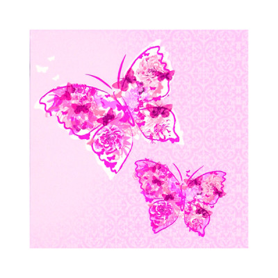 Декупажные салфетки Две бабочки , розовые, 33х33 см, 17,5 г /м2, 20 шт, ti-flair