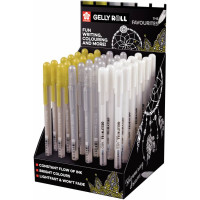 Дисплей з наповненням гелевих ручок Gelly Roll (золото, срібло, білий), 36 шт, картон, Sakura