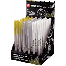 Дисплей с наполнением гелевых ручок Gelly Roll (золото, серебро, белый), 36 шт, картон, Sakura