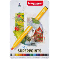 Набір кольорових фломастерів EXPRESSION, 10шт, мет. кор., Bruynzeel
