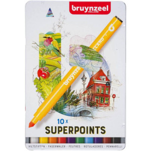 Набір кольорових фломастерів EXPRESSION, 10шт, мет. кор., Bruynzeel